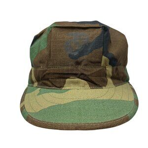 Marine Corps 8-Point Woodland Camo USMC Utility Hat Cap Gov't Issue Named USA